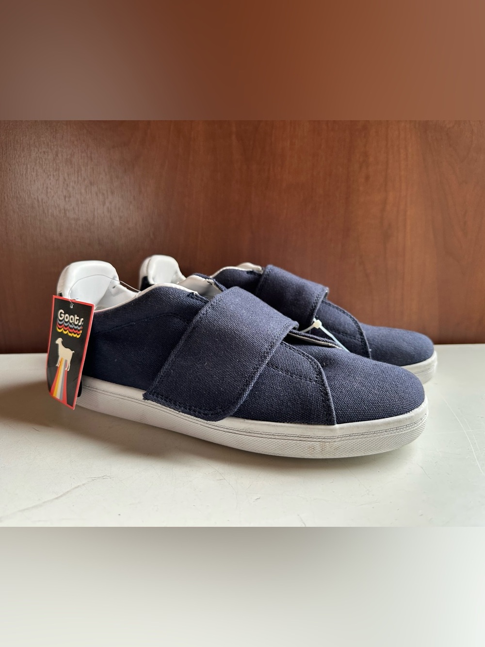 Navy Canvas Velcro Slip-On Men's Sneakers